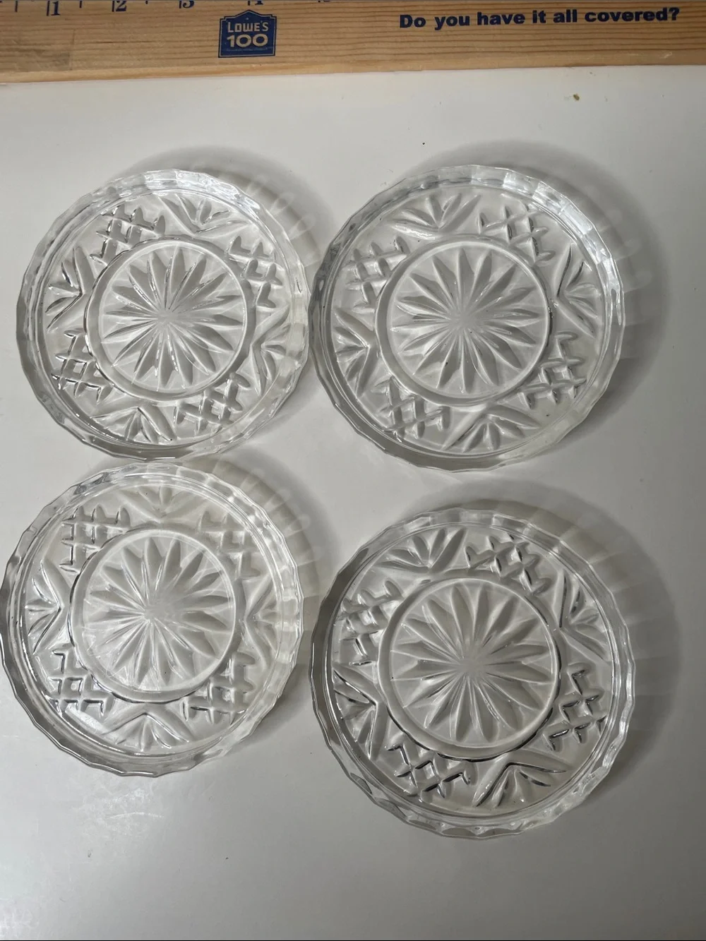 Glass or crystal cut coasters, set of 4
